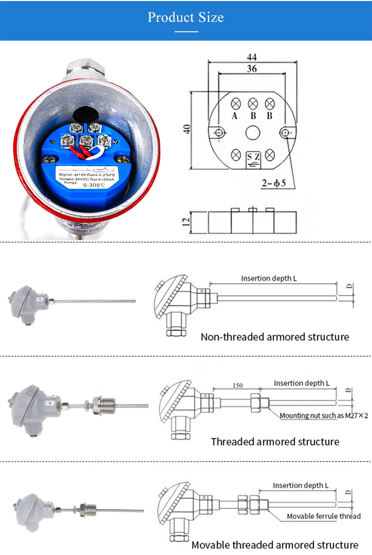 PT100 Water Temperature Transmitter Analog Output Temperature Converter Sensor