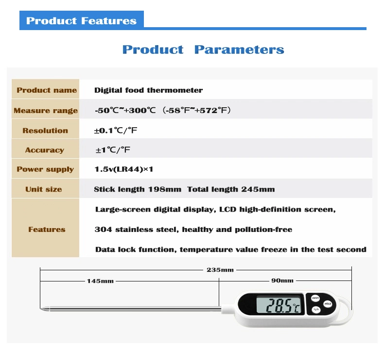 Digital Cooking Thermometer Used for Heating and Cooling PT300