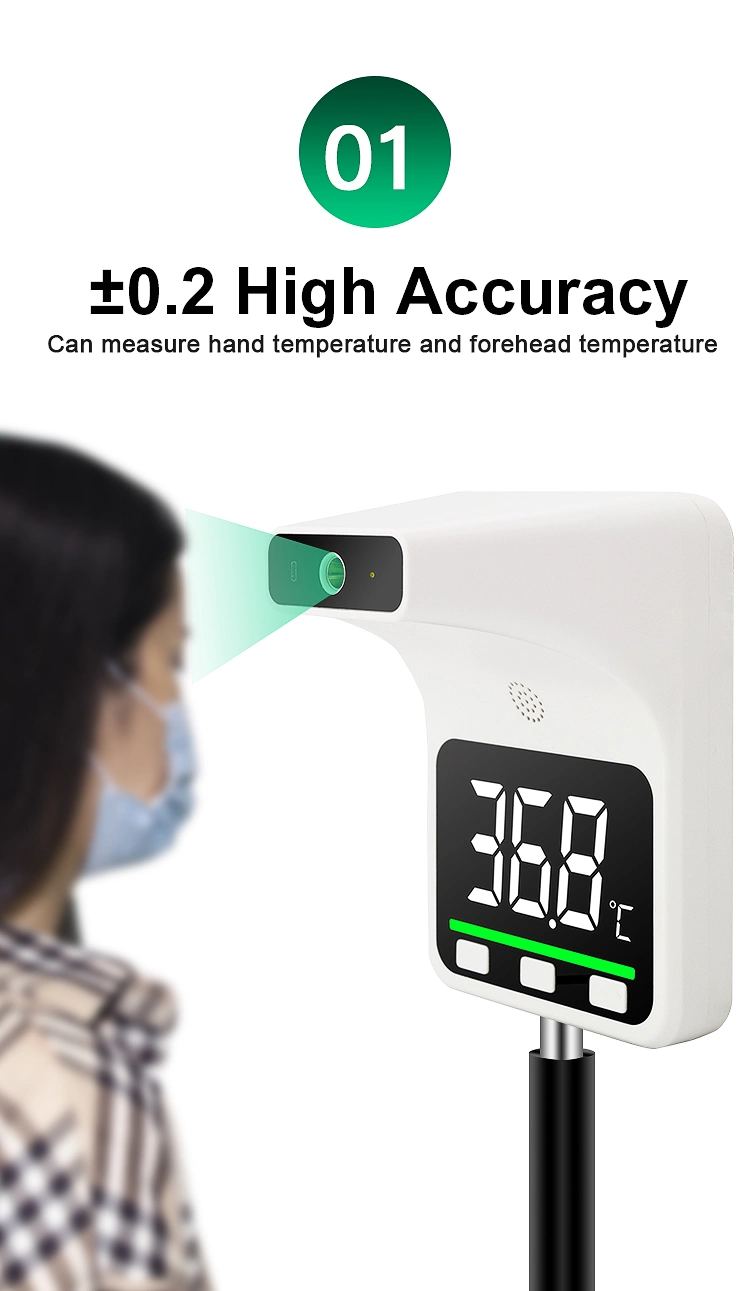 Wall Mounted Automatic Alarm Non Contact Forehead Thermometer Tripod Infrared Thermometer
