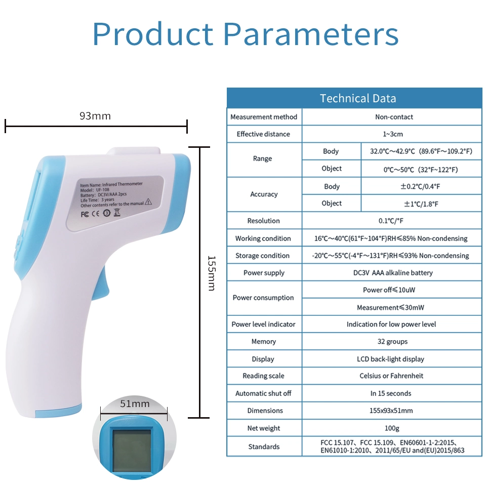 Forehead Thermometer Digital Medical Infrared Thermometer Fahrenheit/Celsius
