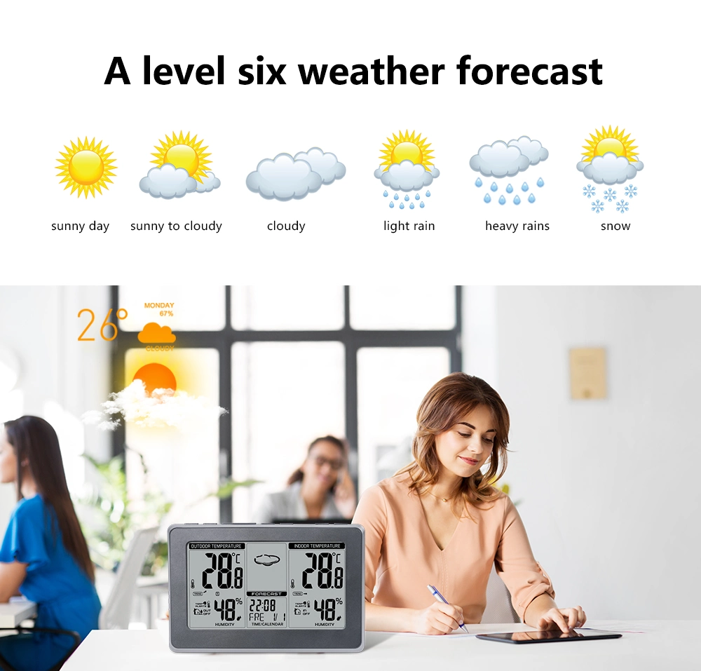 Professional Digital Alarm Clock LCD Backlight Wireless 433 Weather Station with Temperature and Humidity