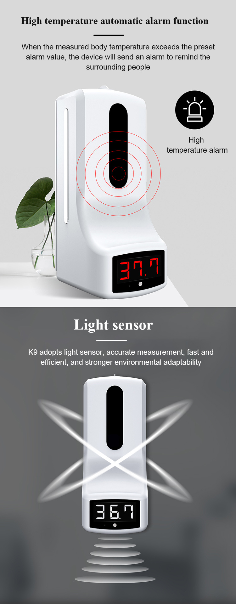 Wall Dispenser for Spray Disinfectant Forehead Thermometer
