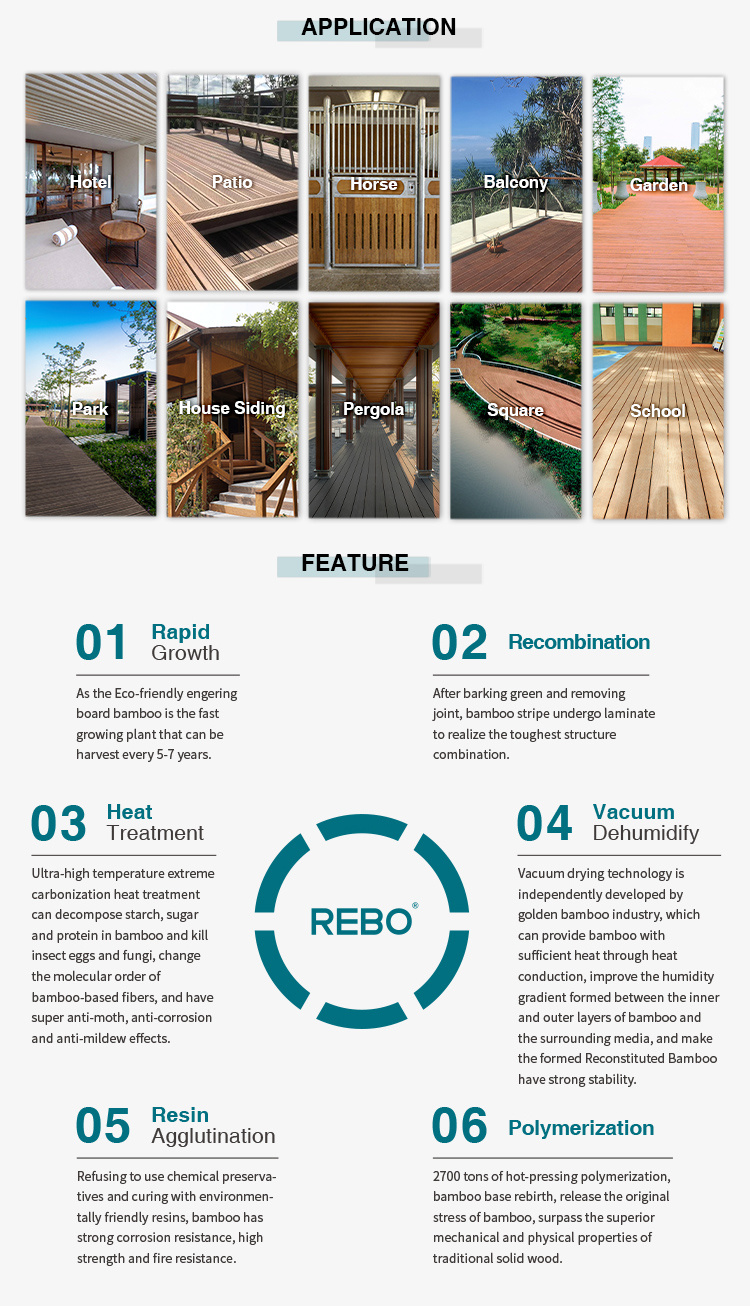 Decorative Engineered Bamboo Wood Eco-Friendly Outdoor Flooring
