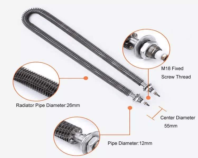 U Type Heating Elements Finned Tubular Heater with Thread
