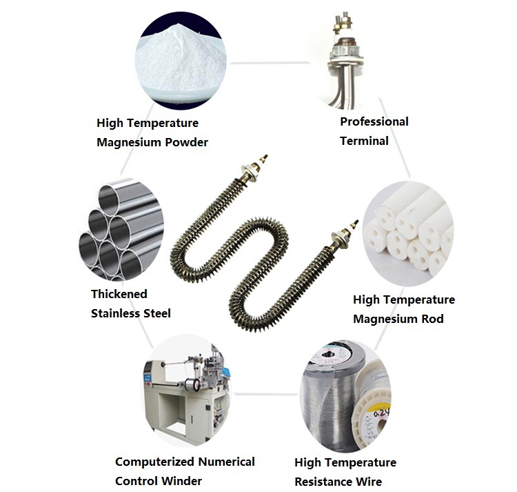 2kw U Shape Fin Steam Heating Tube Tubular Heater