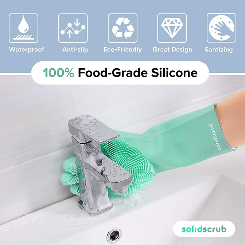 Washing Gloves Reusable Silicone Household Cleaning Gloves for Pets