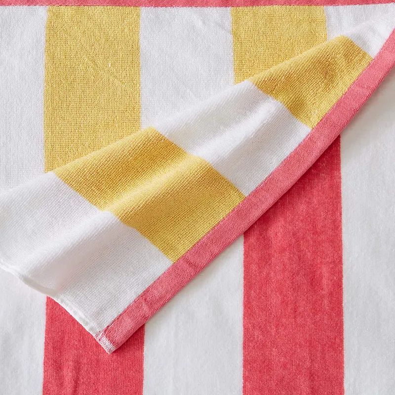 Reversible Plush Velour 100% Cotton Beach Towels. Cabana Stripe Pool Towels for Adults