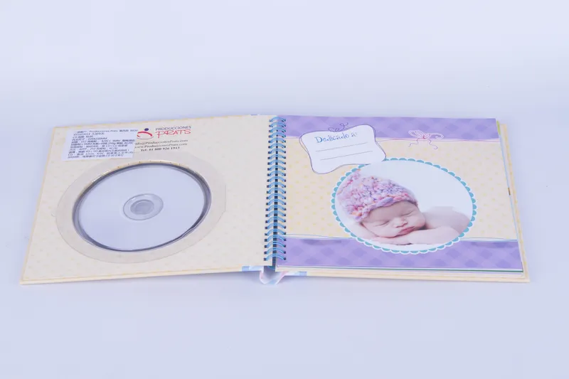 Customized Spiral Round Spine Hardcover Baby Album Books with CD for Children