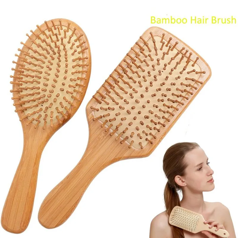 Bamboo Hair Brush Organic Biodegradable Hair Brush for Massaging Scalp Big Handle