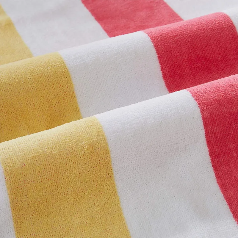 Reversible Plush Velour 100% Cotton Beach Towels. Cabana Stripe Pool Towels for Adults