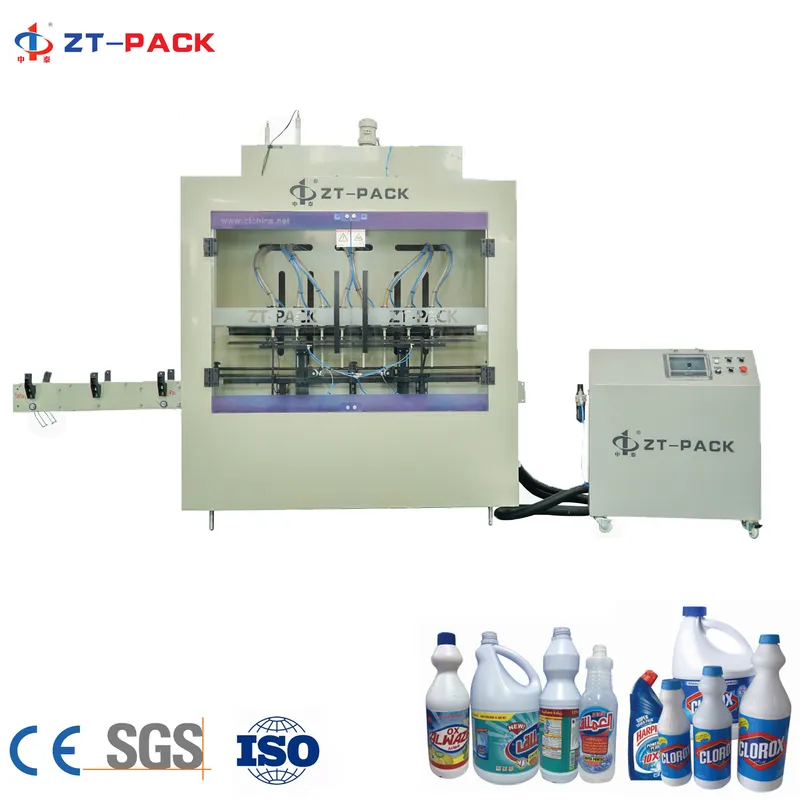 Full Automatic Plastic Bottle Clorox Acid Liquid Filling Packing Machine