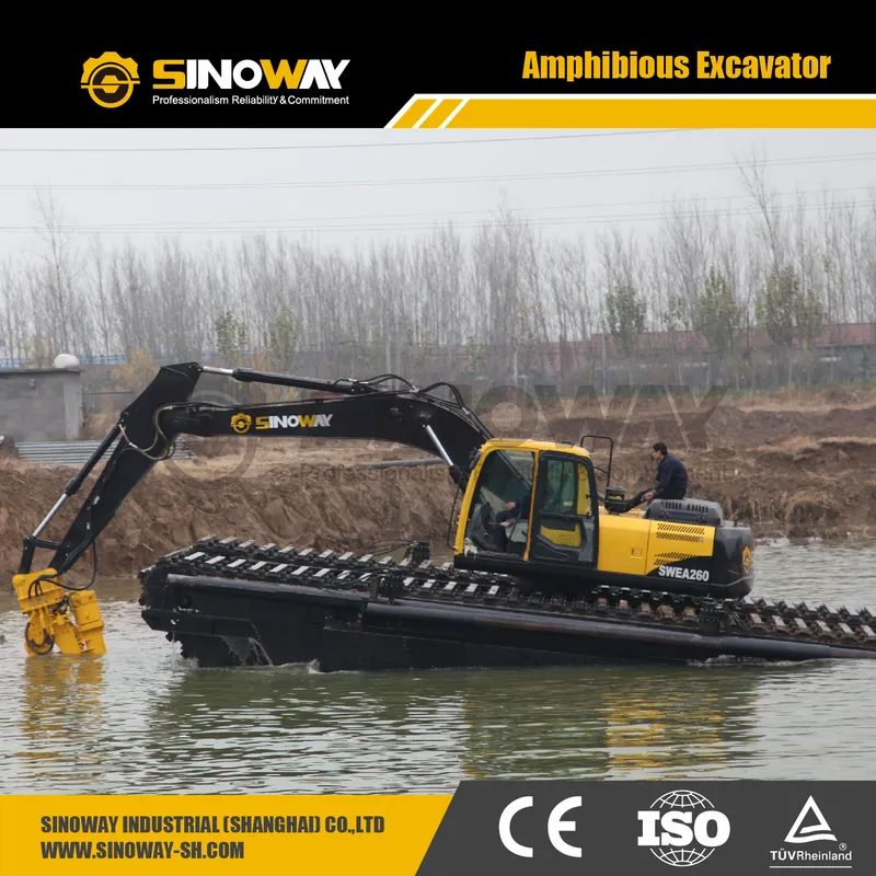 Sinoway Floating Excavator with Hydraulic Undercarriage Pontoon for Sale