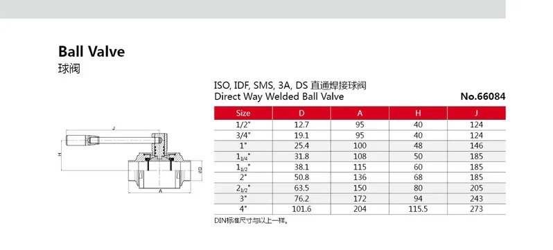 Top Quality Sanitary Stainless Steel Welding Straight Ball Valve