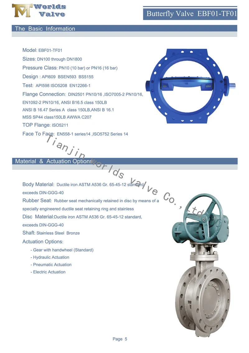 Double Offset Flanged Butterfly Valve with EPDM Sealed