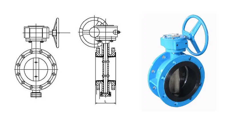 Low Price Solenoid Pneumatic Double Flange Butterfly Valve