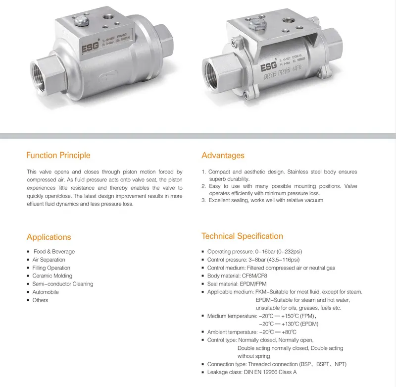 Esg DN50 BSPT Thread Coaxial Valve with Solenoid Valve