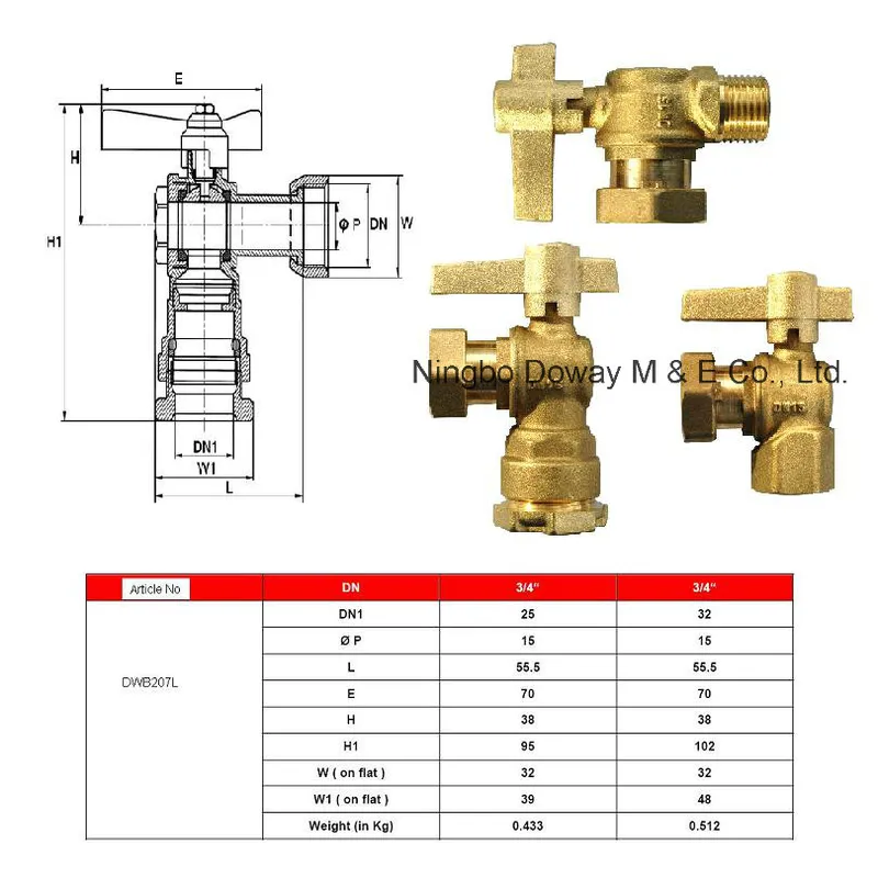 DN40 Right Angle Water Meter Ball Valve