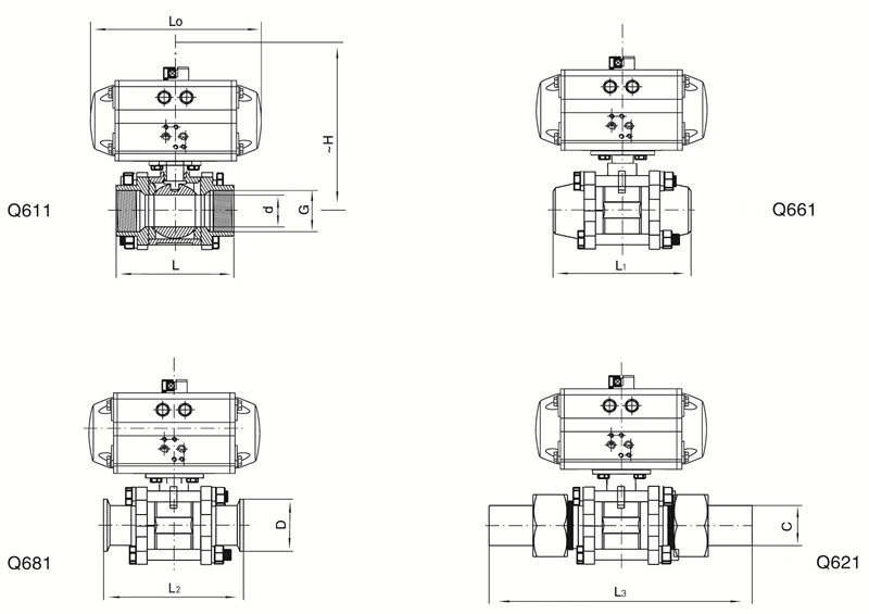 Ss Pneumatic Two-Piece Ball Valve