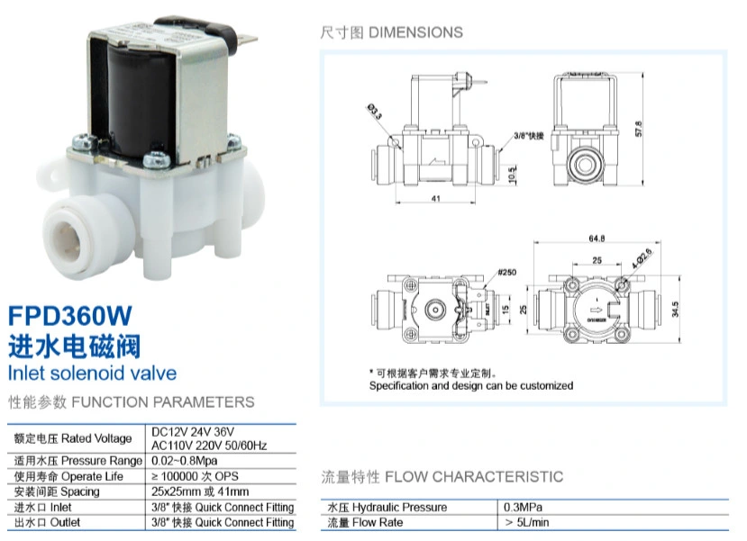 24V 24VDC Solenoid Valve Meishuo Fpd360W 3/8