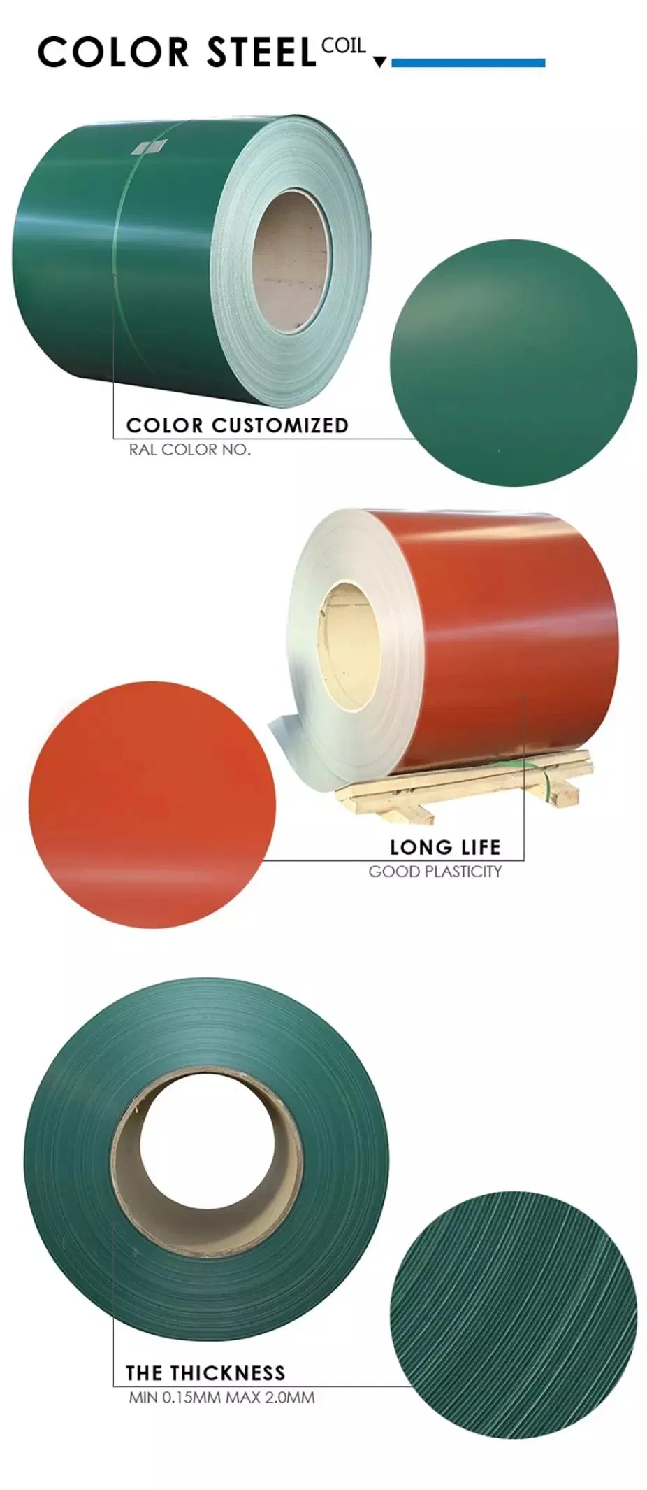 Thickness 0.15-1.5mm HRC CRC PPGL Gi Gl Coil PPGI Galvanized Steel Coil
