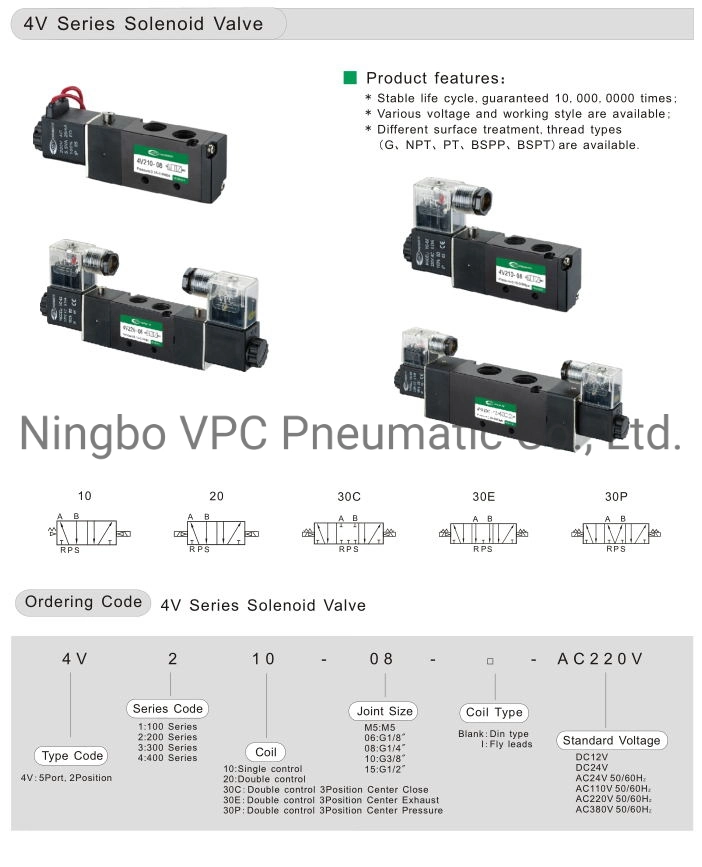 4V11006 24VDC Single Coil Pneumatic Air Solenoid Valve