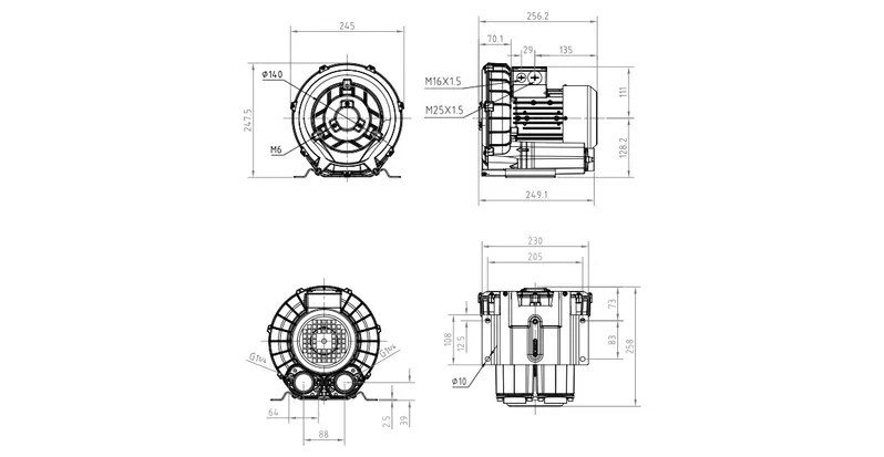 0.25kw High Pressure Vacuum Pump Can Be Used Either for Vacuum and Pressure (discharge)