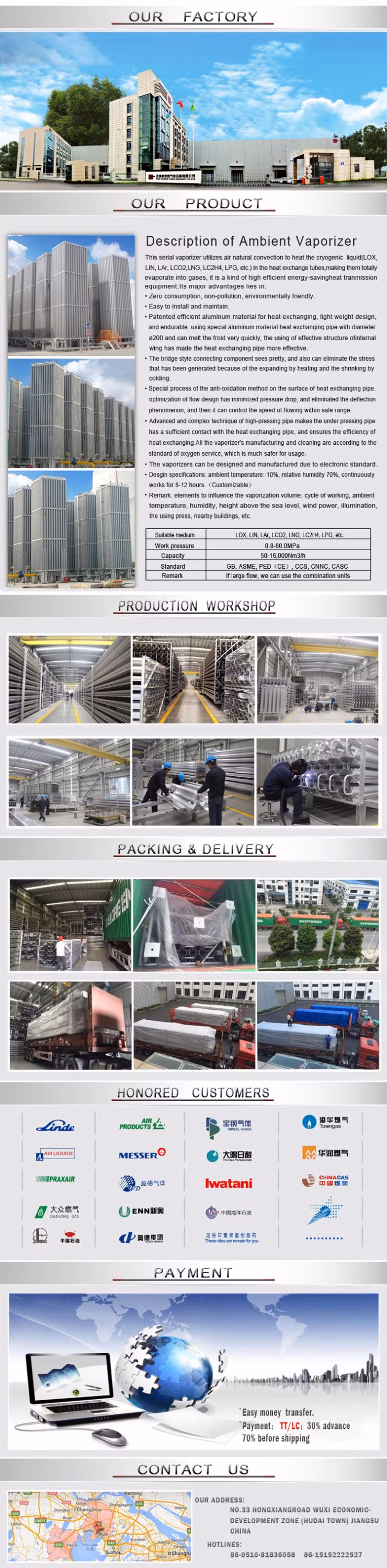 3000-5000nm3/H Low Pressure Ambient Air Vaporizer