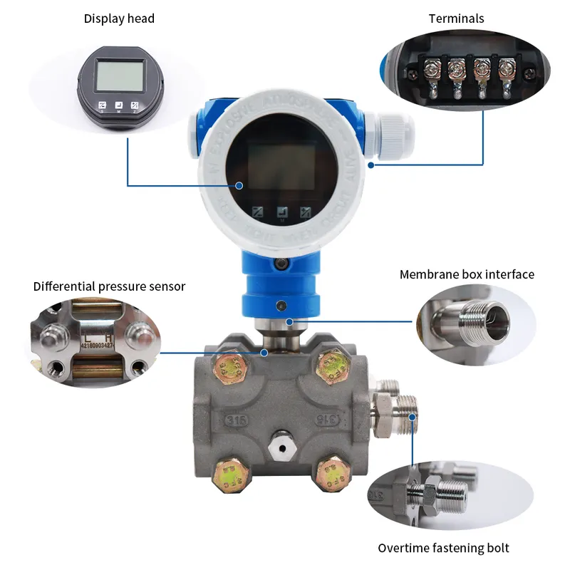 Hart 4-20mA Smart Pressure Differential Transmitter Monel Diaphragm