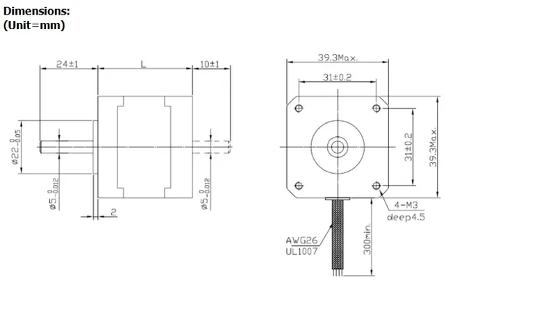 22mm Shaft Diameter (NEMA16) 2phase Hbrid Stepping Motor