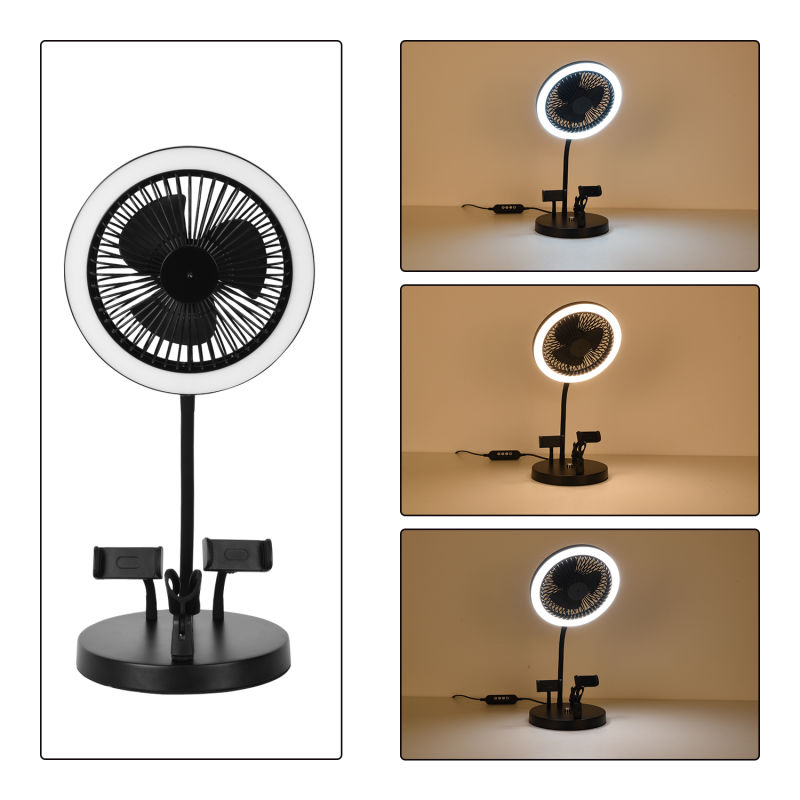 Webcast Lighting Kit, Live Streaming Selfie Desktop Ring Light, USB Lamp with Fan