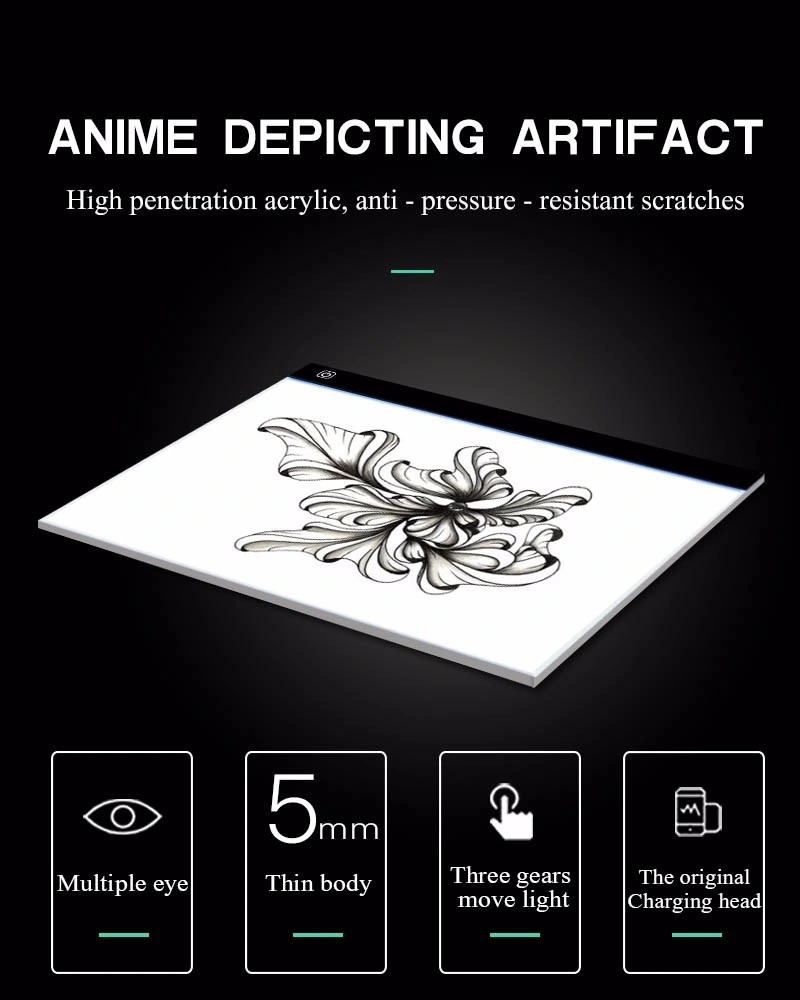 Slim LED Adjustable Tracing Drawing Board Illuminated Drawing Board A3 LED Light Pad