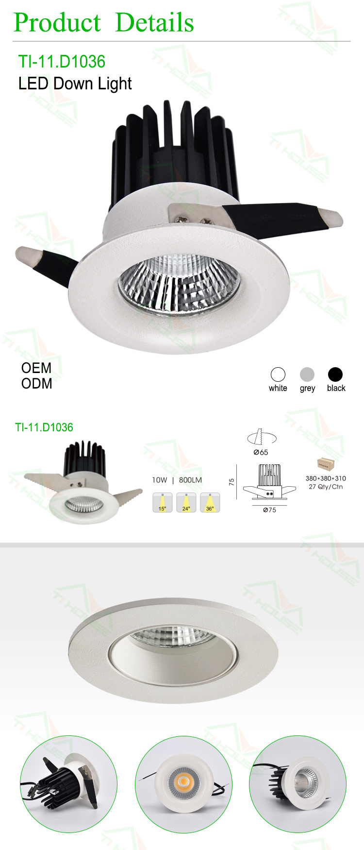 Dimmable/Non-Dimmable Aluminum LED Ceiling Light Deep Downlight