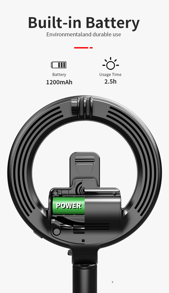 L07 Portable 16cm LED Ring Light Bluetooth Selfie Stick Tripod
