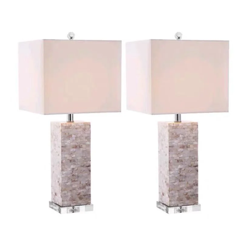 American Country Square Shell Table Lamp Simple Modern Model Room Creative Personality Living Room Bedside Lamp