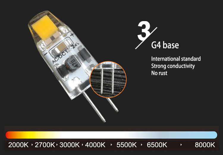 G4 0705 1wcob 12V 24V Dimmable LED Bulb Mini Lamp G4 LED Bulb