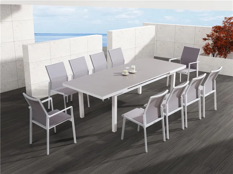 Aluminum Frame Mesh Seat and Back Garden Furniture Sets Dining Armchairs Dining Tables