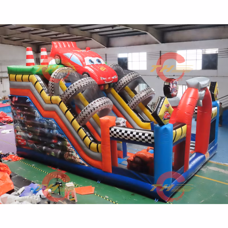 10X5m Race Car Inflatable Obstacle Course Giant Inflatable Slide