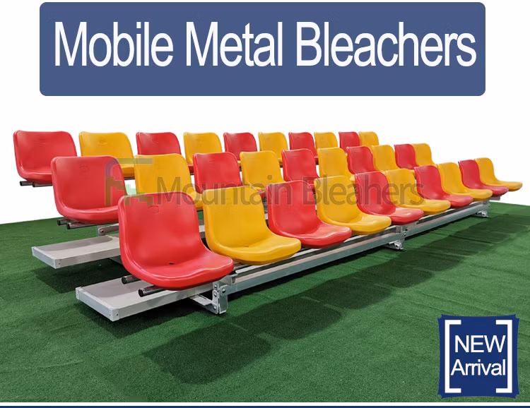 3 Rows Portable Retractable Bleachers with Backrest for Gym Field