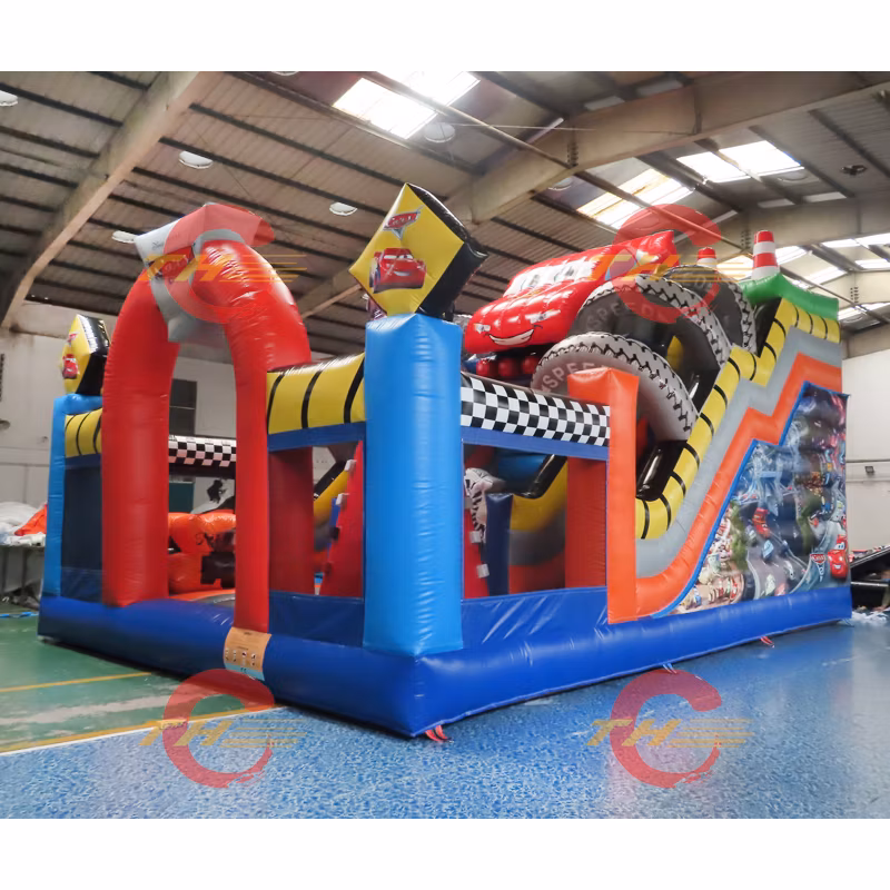 10X5m Race Car Inflatable Obstacle Course Giant Inflatable Slide