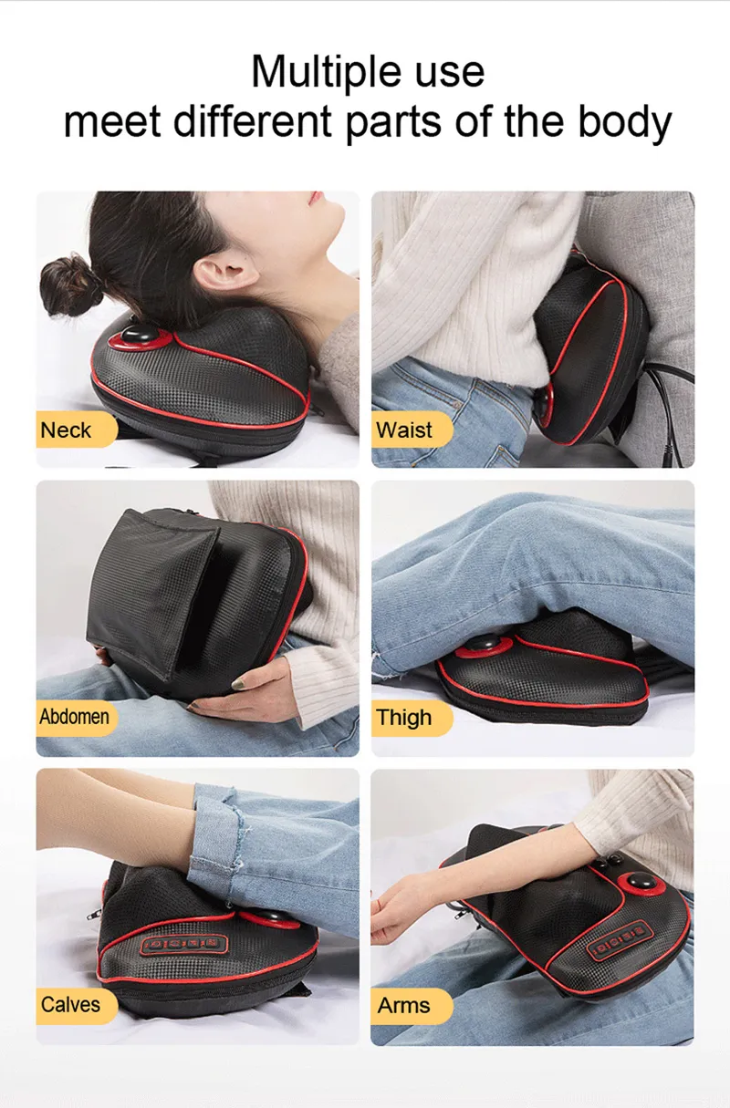 Hot Sale Shiatsu Kneading Head Neck Back Massage Pillow Cushion