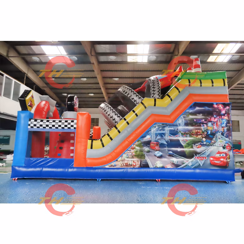 10X5m Race Car Inflatable Obstacle Course Giant Inflatable Slide