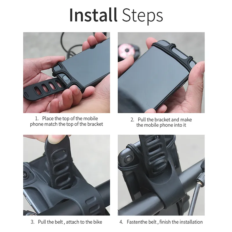 Bike Accessory Silicone Bicycle Phone Holder Flexible Shopping Cart Phone Mount Stand