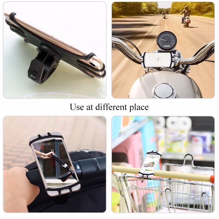Bike Accessory Silicone Bicycle Phone Holder Flexible Shopping Cart Phone Mount Stand