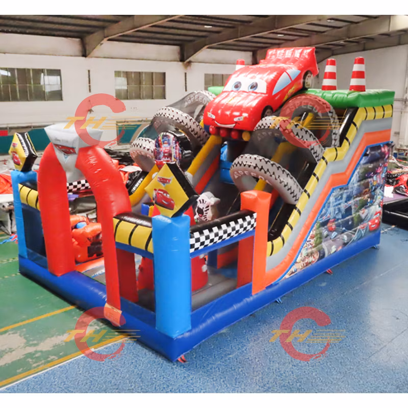 10X5m Race Car Inflatable Obstacle Course Giant Inflatable Slide