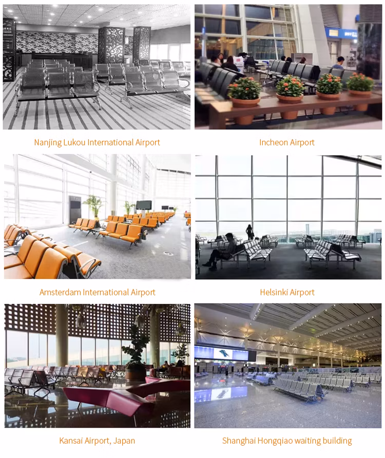 Airport Seating Waiting Type Outdoor Bench Seating Steel Metal Manufacturer Chair