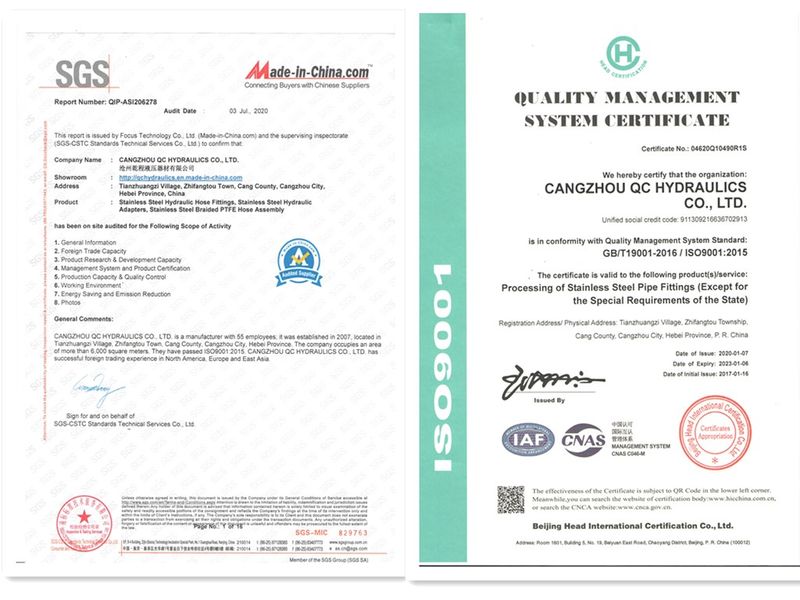 90 Degree Stainless Steel Two Piece Type Hydraulic Hose Fitting