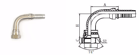 90 Degree Stainless Steel Two Piece Type Hydraulic Hose Fitting