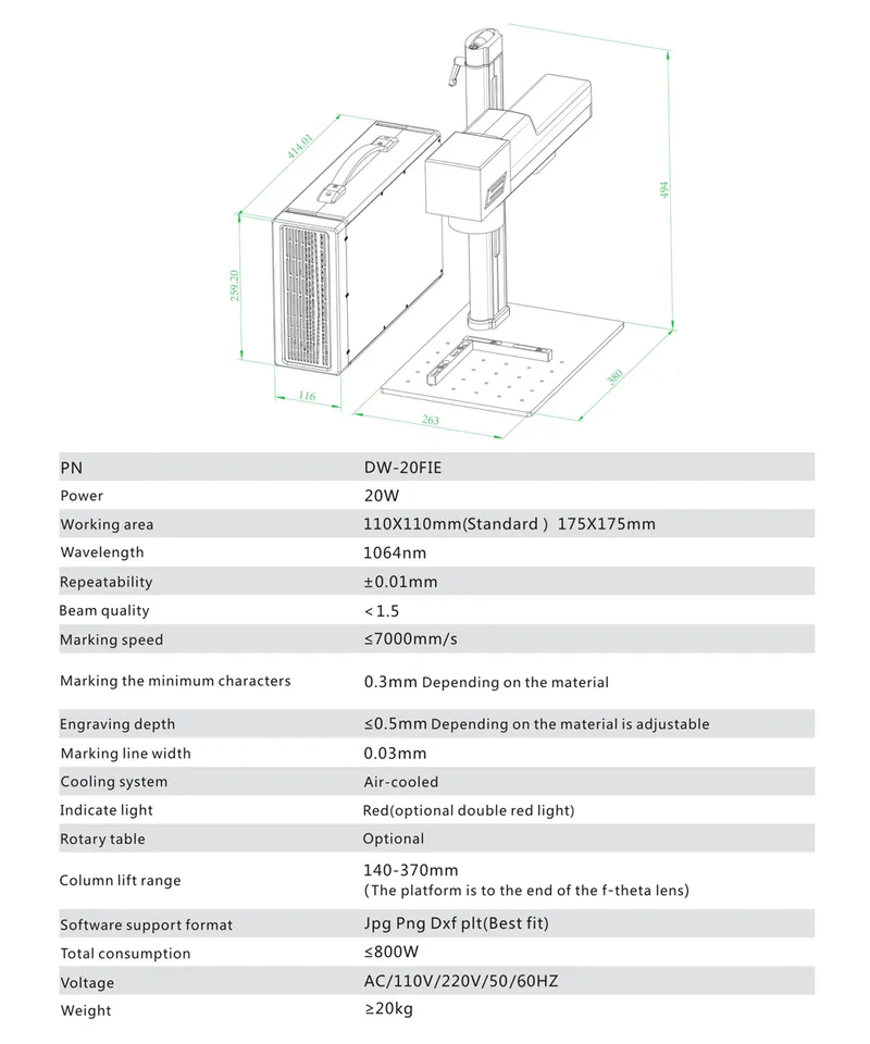 20W 30W Fiber Laser Mini Laser Marking Machine Laser Engraving Machine for Metal Label