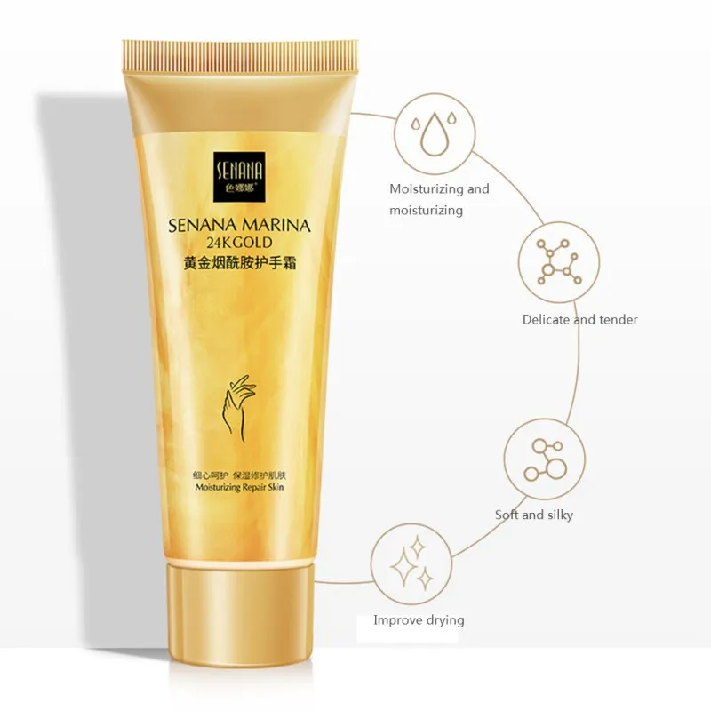 80g Natural Gold Nicotinamide Hand Cream Moisturizing Soften Skin Lighten Fine Lines Cream