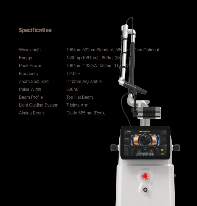 ND YAG Q-Switched Laser Tattoo Removal Device YAG Laser 1064